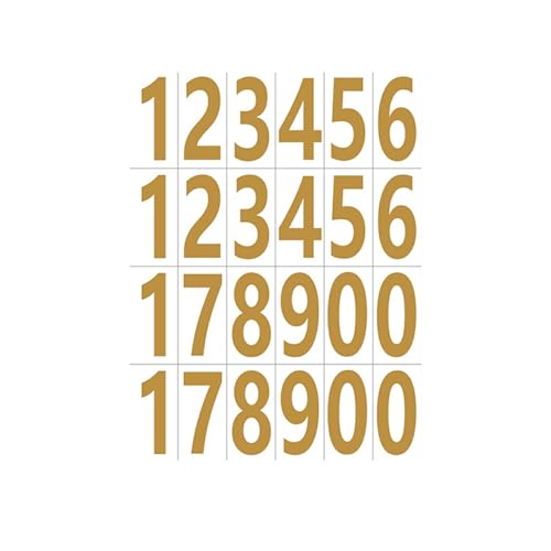 YUSSEQDD 20 Stück wasserdichte und ölbeständige Nummernetikettenaufkleber, starker und langlebiger Klebstoff, breite Anwendungsmöglichkeiten, Nummernaufkleber, Gold von YUSSEQDD