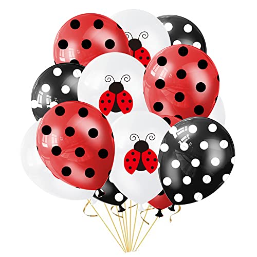 YUTOU 24 Stück Marienkäfer Luftballons 12 Zoll Latex Ballons Tupfen Luftballons Party Dekoration Ballons Set für Marienkäfer Geburtstag Party Jungen Mädchen Dschungel Thema Geburtstag Dekoration von YUTOU