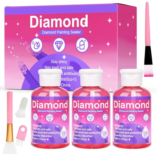 YUTUY Diamond Painting Versiegelung 3x150ml (mit Pinsel), Diamond Painting Zubehör Dauerhaft Geschützt,Transparentes Diamond Painting Kleber - Für Strahlend Glitzernde Bilder von YUTUY