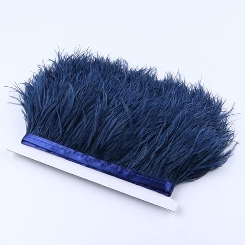 YUWEN 10 Meter/Menge Straußenfedern Band 8-10 cm Band Kostüm Schwarz Weiß Straußenfeder Trim Fringe Weiß Handwerk Zubehör von YUWEN