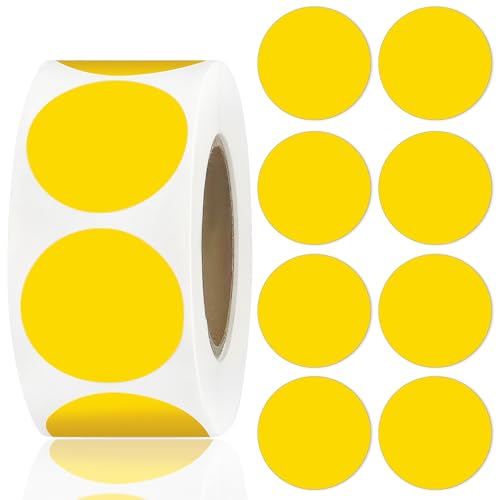 500 PCS Gelb Runde Farbe Codierung Kreis Dot Aufkleber Runde Aufkleber Klebeetiketten Auf Einer Rolle Für Büro Klassenzimmer, 2,5 cm/1 Zoll von YUXIANLB