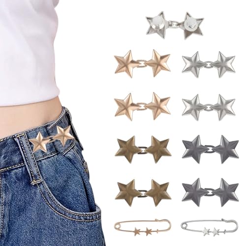 YUXIANLB 10Er Set Hosenbund Versteller Verstellbare Sternknöpfe Für Lockere Jeans Abnehmbarer Taillenklemmenclip Hosenbund Versteller Für Hosen Keine Nähknöpfe Für Jeans Hosen Kleider von YUXIANLB