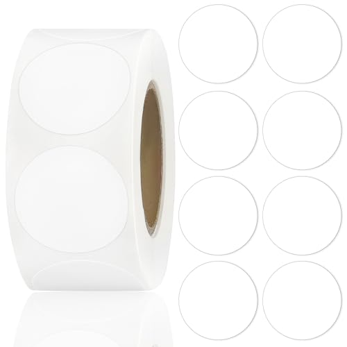 YUXIANLB 500 Stück 2,5 cm Große Weiße Runde Farbcodierungs Kreis Punkt Aufkleber Runde Aufkleber Klebeetiketten auf einer Rolle für Büro Klassenzimmer von YUXIANLB