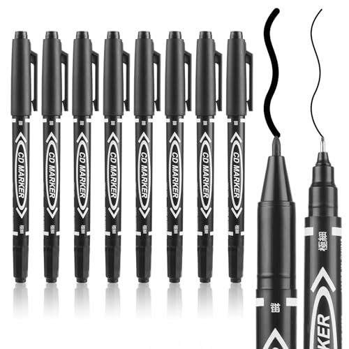 YUXIANLB Schwarze Marker zum Zeichnen 10 Stück Doppelspitzen Pinselstifte Permanentmarker Set für Kunst Zeichnen Skizzieren Schreiben Kritzeln Markieren von YUXIANLB