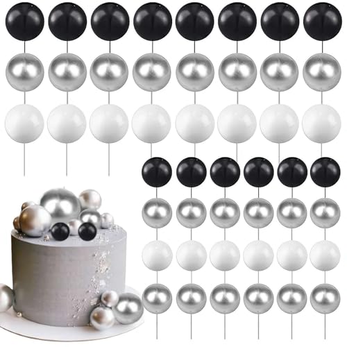 108 Stück Bälle Kuchen Topper Luftballons Cupcake Topper DIY Kuchen Einsatz Topper Schaumstoff Kuchen Bälle Backen Dekoration für Weihnachten Hochzeit Jahrestag Geburtstag Urlaub Party Favor von YUYQAQ