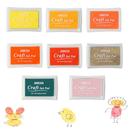 8 Farben Mini Stempelkissen 8 Children's Printing Pad Set Waschbares Children's Printing Pad Ingerabdruck Stempelkissen für DIY Malerei Handwerk mit Transparenter Abdeckung（warme Farbe） von YUZHEDM