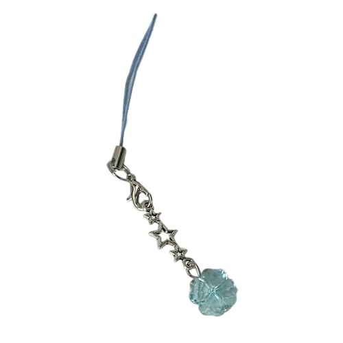 YUZIMEI Phonechain Charm, schöne Kristallkleeblatt-Charm-Handykette, eleganter Kristall, vierblättriges Kleeblatt, Handyband, Zubehör, vielseitiges Handy-Schlüsselband, Blau von YUZIMEI