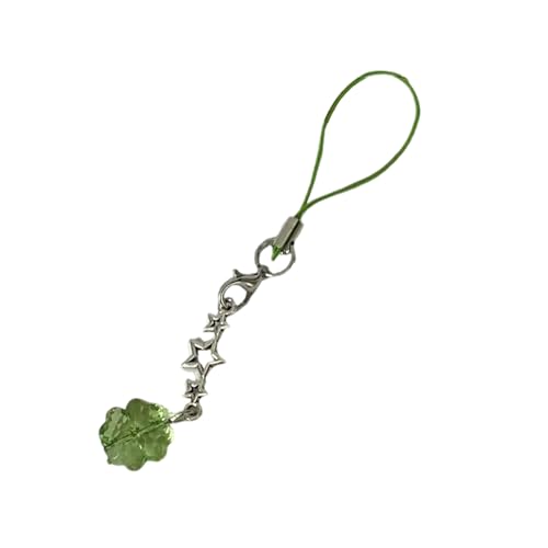 YUZIMEI Phonechain Charm, schöne Kristallkleeblatt-Charm-Handykette, eleganter Kristall, vierblättriges Kleeblatt, Handyband, Zubehör, vielseitiges Handy-Schlüsselband, Grün von YUZIMEI