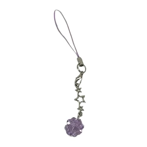 YUZIMEI Phonechain Charm, schöne Kristallkleeblatt-Charm-Handykette, eleganter Kristall, vierblättriges Kleeblatt, Handyband, Zubehör, vielseitiges Handy-Schlüsselband, Violett von YUZIMEI