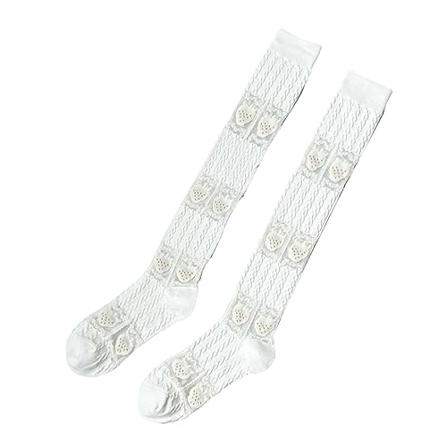 YUZIMEI Wadensocken, Netzstrümpfe, hohe Röhre, Netzstoff, durchsichtig, College-Strümpfe, hohe Röhre, Erdbeere von YUZIMEI