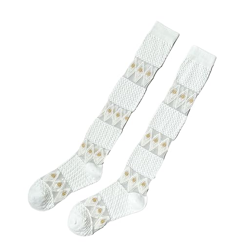 YUZIMEI Wadensocken, Netzstrümpfe aus Spitze, hohe Röhre, Kniestrümpfe, Netzstoff, durchsichtig, College-Strümpfe, hohe Röhre, Raute von YUZIMEI