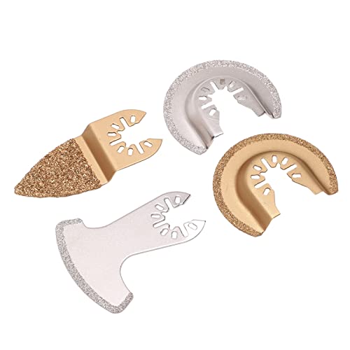 4-teiliges Oszillierendes Sägeblatt-Multitool-Set, Halbkreis-Fingersegment-Schwenksägeblatt-Zubehörset Zum Schleifen von Stein, Fliesen und Beton von YWBL-WH