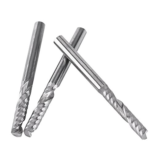 10pcs Einschneidiger Schaftfräser 3.175mm Hartmetall CNC Fräser, Klinge Durchmesser 3.175mm, Klinge Länge 15 mm von YWBL-WH