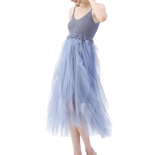 YWBleked Damen-Strandurlaub-Strickkleid mit Rüschen Netzstoff Anime Cosplay Kostüme Für Damen Dessous (Blue, One Size) von YWBleked