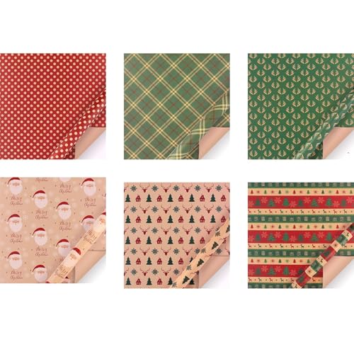 Basteln Weihnachten Weihnachtsgeschenkpapier Vintage gelbes Kraftpapier für Weihnachtsfeierboxen und Geschenke (Grey-2, 50X70CM) von YWJewly