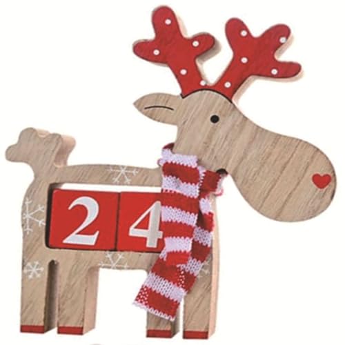 Fensterdekoration Weihnachten Weihnachtskalender Countdown Adventskalender Holz Hirsch Ornament für Weihnachten Home Dekoration (D-e, 16.00) von YWJewly