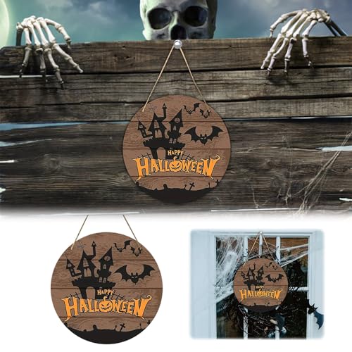 Halloween Decorations Fledermaus-Festival Überraschung Halloween-Feier dekorieren Outdoor-Ornamente vor der hölzernen Listing-Tür (Brown-5, 20x20 cm) von YWJewly