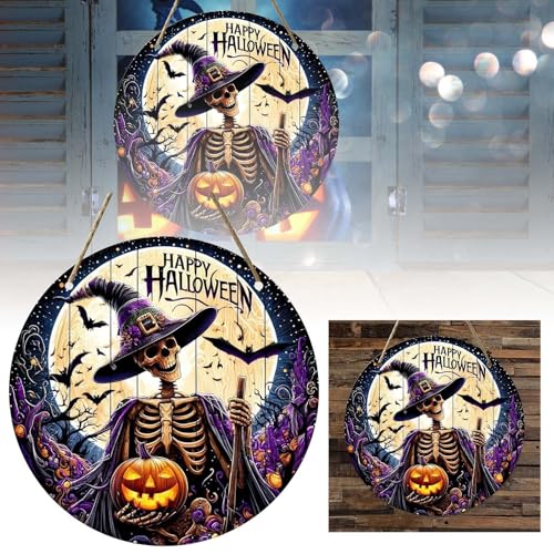 Halloween Decorations Indoor Halloween Hexe Emblem Kürbis Veranda Holz Dekoration S Kull Emblem Dekoration Haustür Wände und Fenster (6-Purple, 20x20x0.3cm) von YWJewly