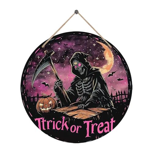 Halloween Deko Innen Gruselig Halloween Türanhänger, Halloween-Kürbis, Türdekoration, Haustürschild (E-B, 20 * 20 * 2cm) von YWJewly