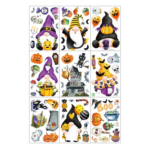 Halloween Deko Süß Halloween-Feier-Dekoration für ältere Menschen, elektrostatischer Glasaufkleber (I-Purple, One Size) von YWJewly