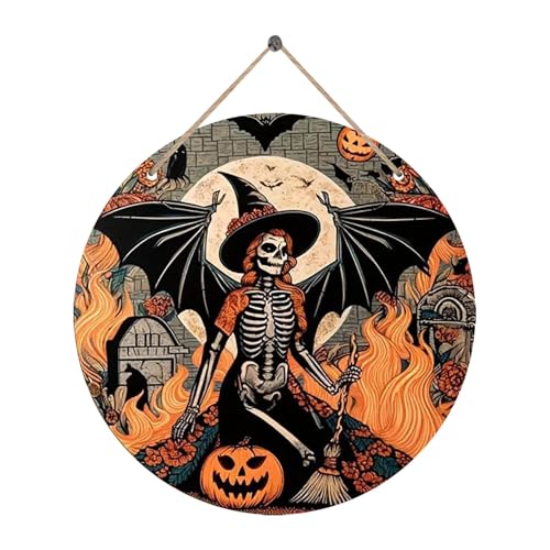 Herbstdeco Halloween Türanhänger, Halloween-Kürbis, Türdekoration, Haustürschild (A-F, 20 * 20 * 2cm) von YWJewly