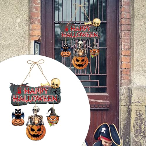 Herbstdeko Wohnzimmer Halloween Dekoration Tür Dekoration Hexe Kürbis Dekoration Anhänger Halloween Party Dekoration Hause Outdoor Garten Halloween Dekoration Lieferungen (Yellow-5, 35.5 * 20 * 1cm) von YWJewly