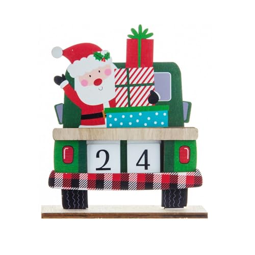 Ideen für Adventskalender Füllung Holz Weihnachten Kalender Countdown-Dekoration Desktop Auto Neue Jahr Countdown-Kalender Dekoration (f-Green, 14.5x12.5cm) von YWJewly