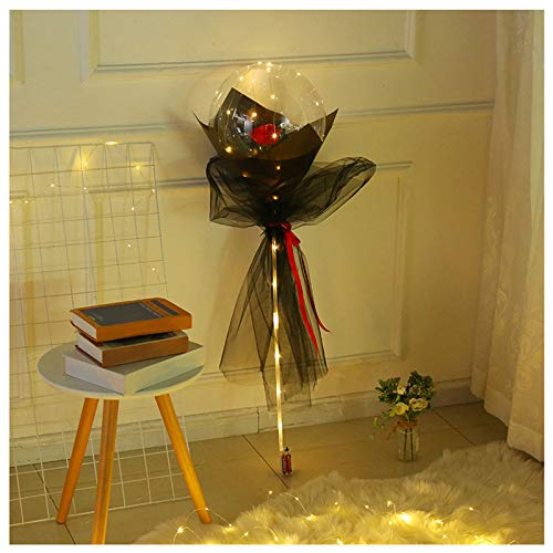 Luftballons Bunt Rose Geschenk Party LED Weihnachten leuchtend schmücken Dekoration Blumenstrauß Hochzeitsdekoration und Aufhänger Rose Folienzahl (Black, One Size) von YWJewly