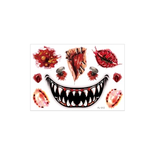 Outdoor Halloween Decorations Aufkleber mit gruseligem Gesicht Make-up für Halloween-Partys (g-D, 17X12X0.1CM) von YWJewly