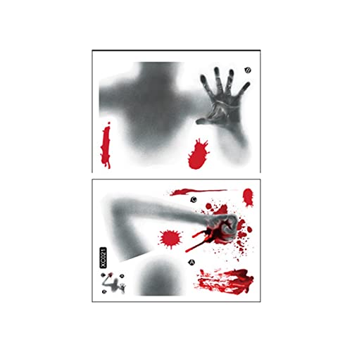 Party Gadgets Halloween Ghoststickers Kreative dekorative Aufkleber Selbstklebende Aufkleber Blut Fingerabdrücke Glasfenster Heimdekoration Elektrostatische Wandaufkleber (H-G, One Size) von YWJewly