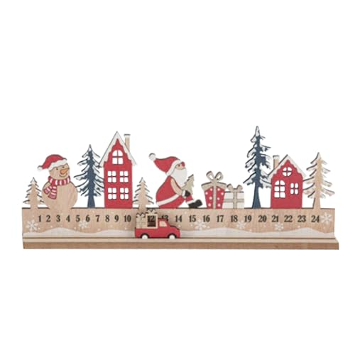 Weihnacht Fensterbilder Weihnachten Neuer Ferien-Adventskalender Adventskalender Weihnachtsszene Advents-Countdown-Schieberegler Holz Weihnachts-Countdown-Adventskalender (E-Red, 40X14.5cm) von YWJewly