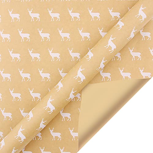 Weihnachten Retro Brown Paper Schneeflocke Weihnachtsgeschenkpapier Pom Star Extra White Gift Geschenkpapier (I-i, One Size) von YWJewly