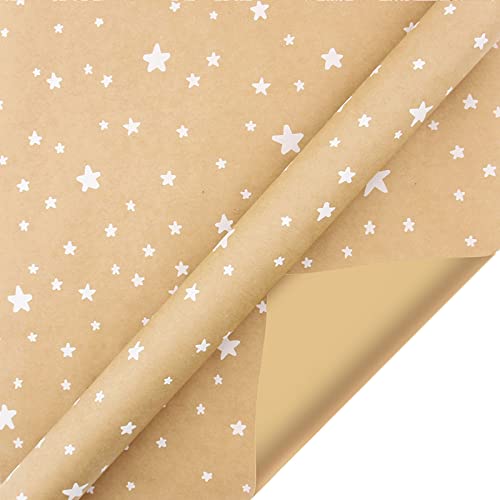 Weihnachts Dekoration Retro Brown Paper Schneeflocke Weihnachtsgeschenkpapier Pom Star Extra White Gift Geschenkpapier (f-H, One Size) von YWJewly