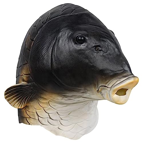 YWJewly Creepy Mask Lustiger Goldfisch-Kopffisch für Partys Halloween Dunkle Gläser (Black, 24x18x2cm) von YWJewly