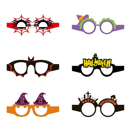 YWJewly Halloween Deko Garten Spaß bei Halloween-Partys! 6er-Pack skurrile Brillen für Kinder, Foto-Requisiten und dekorative Papierbrillen (Purple-8, 15X15X1CM) von YWJewly