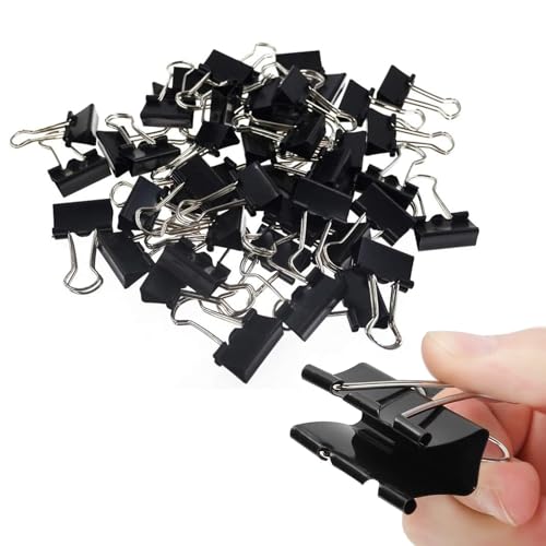 Foldback Klammern 60 Stück Foldbackklammer 25mm Metall Binder Clips für Büro Schul Brief Büroklammer Bürobedarf Schwarze Binderclips von YWKJDDM