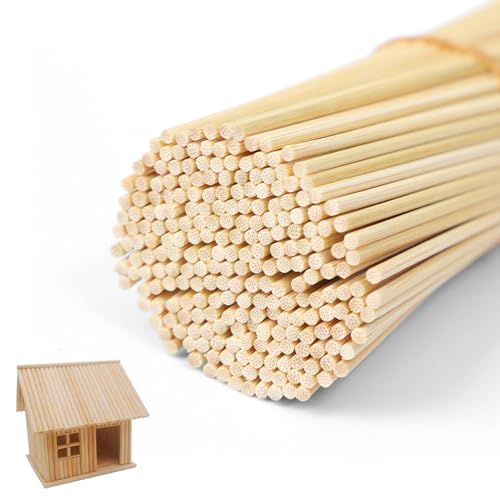 Holzstäbchen Rund, 100 Stück Holzstäbe Rund Natur, Zuckerwatte Stäbe, Rundholz Holzstab, Holzstäbchen zum Basteln, Bastelstäbe Rundhölzer für Handwerk und Heimwerker (300mm x 6mm) von YWKJDDM