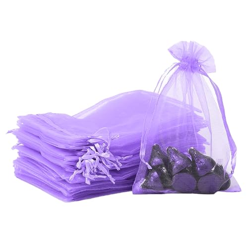 YWKJDDM Organzabeutel, 30 Stück Organzasäckchen 20x30 cm Schmuckbeutel Gross Organza Säckchen Zum Befüllen für Geschenksäckchen Hochzeit Weihnachten Beutel Party Geschenk (Lila) von YWKJDDM