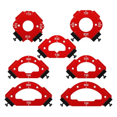 7 x Radiusvorrichtungen, multifunktionale Aluminium-Legierung, Holzbrett, Bogen/schräger Winkel, Hilfswerkzeug, R&T Multi-Winkel-Fräser-Eckvorrichtung, DIY-Vorlage, von YWNYT