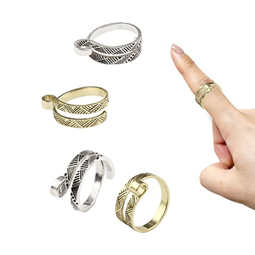 YWNYT 20 Stück Zeigefinger Häkelschwanz Ring Haken Häkelriemen Ring Metall Häkelschlaufe Ring für Häkeln Stricken Zubehör Werkzeuge (Gold + Silber) von YWNYT