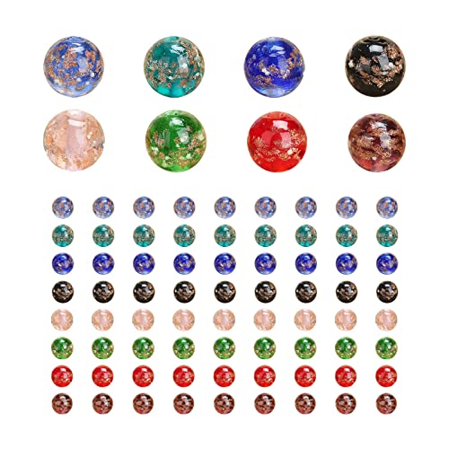 YWNYT 80pcs Leuchtende Craquelé-Glasperlen leuchtende handgefertigte runde Perlen für DIY Handwerk Schmuckherstellung Armband Halskette Ohrringe(8 Farben) von YWNYT