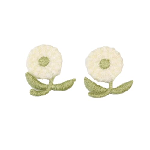 YWQHS 3,5 x 2,8 cm, 30 Stück kleine Blumen, handgefertigte Häkelapplikationen, Häkelblumen-Aufnäher, kleine Stickapplikationen zum Aufbügeln für Kleidung von YWQHS
