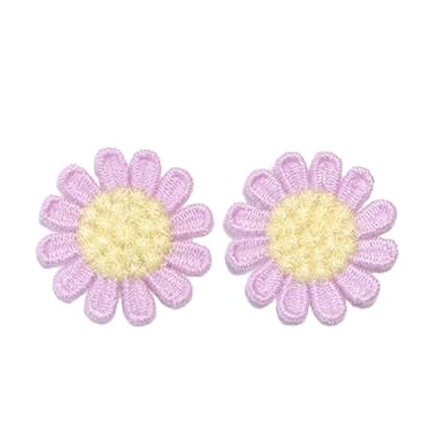 YWQHS 3 cm 30 Stück Gänseblümchen kleine Blumen Blumenblüten Stickerei Patch Aufbügler Applikationen Chinesisch für Kleidung Kleine Aufnäher zum Aufnähen für Jeansjacke von YWQHS