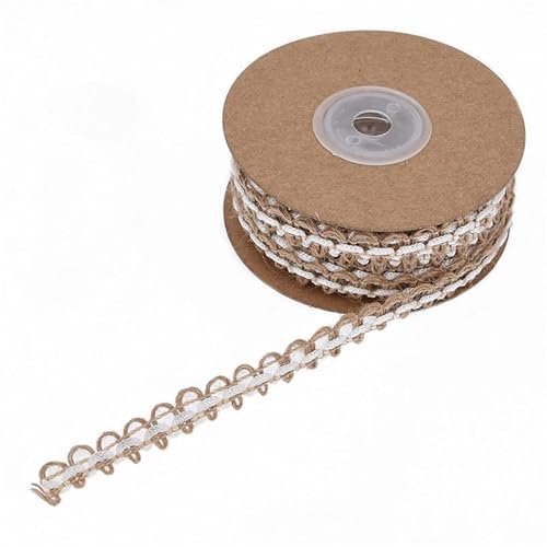 YWQHS 5/10 Rolle, 10 Yard/Rolle, breit, 7–15 mm, Sackleinenband, Leinenband, Sackleinenband, Rolle, geflochtenes Juteband für Bastelarbeiten, DIY-Gimpen-Flechtbesatz von YWQHS