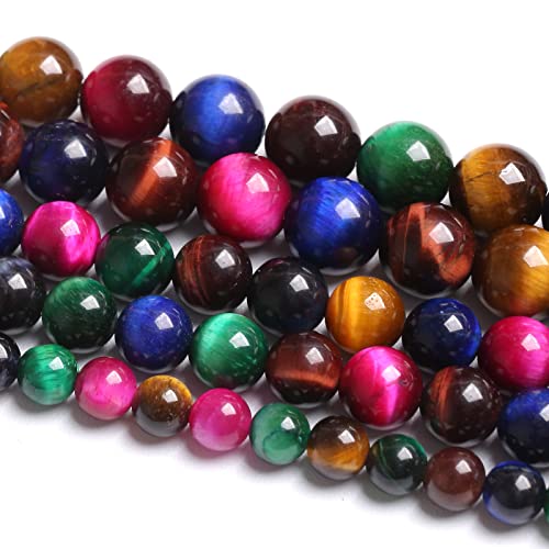 12 mm, 32 Stück, natürlicher Edelstein, Botswana, Sardonyx, Achat, Perlen für Schmuckherstellung, Armband, bunter Tigerauge, 12 mm von YXBZKGDCNG