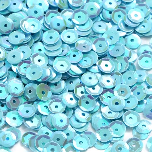 2200 Stück lose Pailletten, himmelblau, glitzernde Pailletten, Spangles Pailletten zum Basteln, Nähen, Kleidung, Dekorieren, Hochzeit, Weihnachten, 6 mm von YXBZKGDCNG