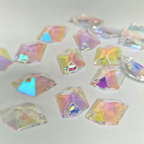 40 Stück 20 mm x 16 mm sechseckige unregelmäßige Acryl-Strasssteine zum Nähen (Crystal AB) von YXBZKGDCNG