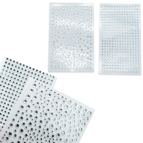 5 Blatt selbstklebende Bling Clear Strass Aufkleber, Acryl Kristall Edelsteine Aufkleber Bling Handwerk Dekoration Aufkleber für DIY Handwerk Juwelen Kleidung Make-up Festival Karneval Decro, 1725pcs von YXBZKGDCNG