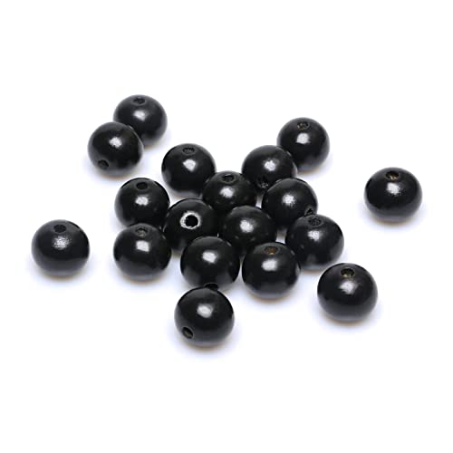 500 Stück schwarze Holzperlen, 8 mm, rund, kugelgefärbt, Abstandshalter, Perlen für DIY-Schmuckherstellung, Armbandherstellung (2 mm Loch), Schwarz, 20 mm, 500 Stück von YXBZKGDCNG