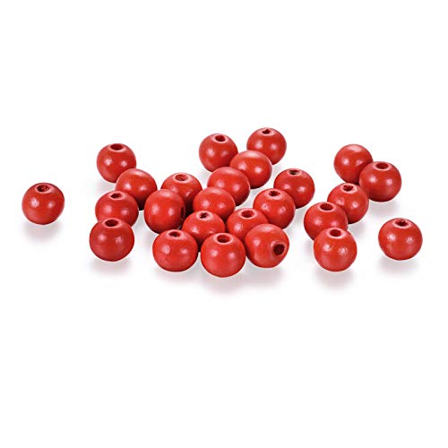 500 schwarze Holzperlen, 8 mm, rund, kugelgefärbt, Abstandshalter, Perlen für DIY-Schmuckherstellung, Armbandherstellung (2 mm Loch), Rot, 12 mm - 300 Stück von YXBZKGDCNG